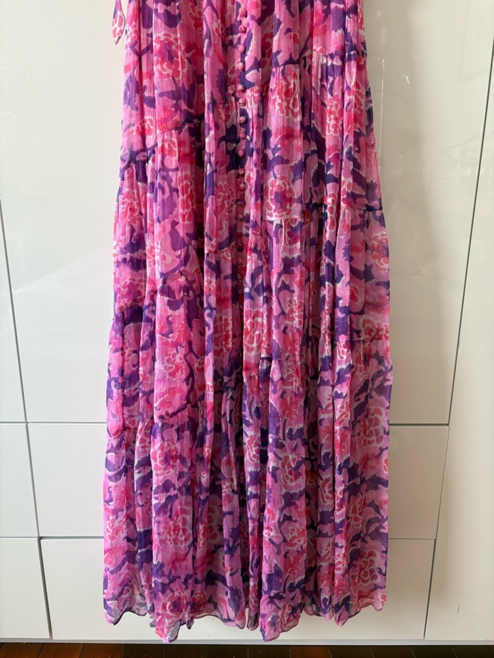 Rococo Sand Pink and Purple Floral Tie-Shoulder Maxi Dress - Picture 4 of 13